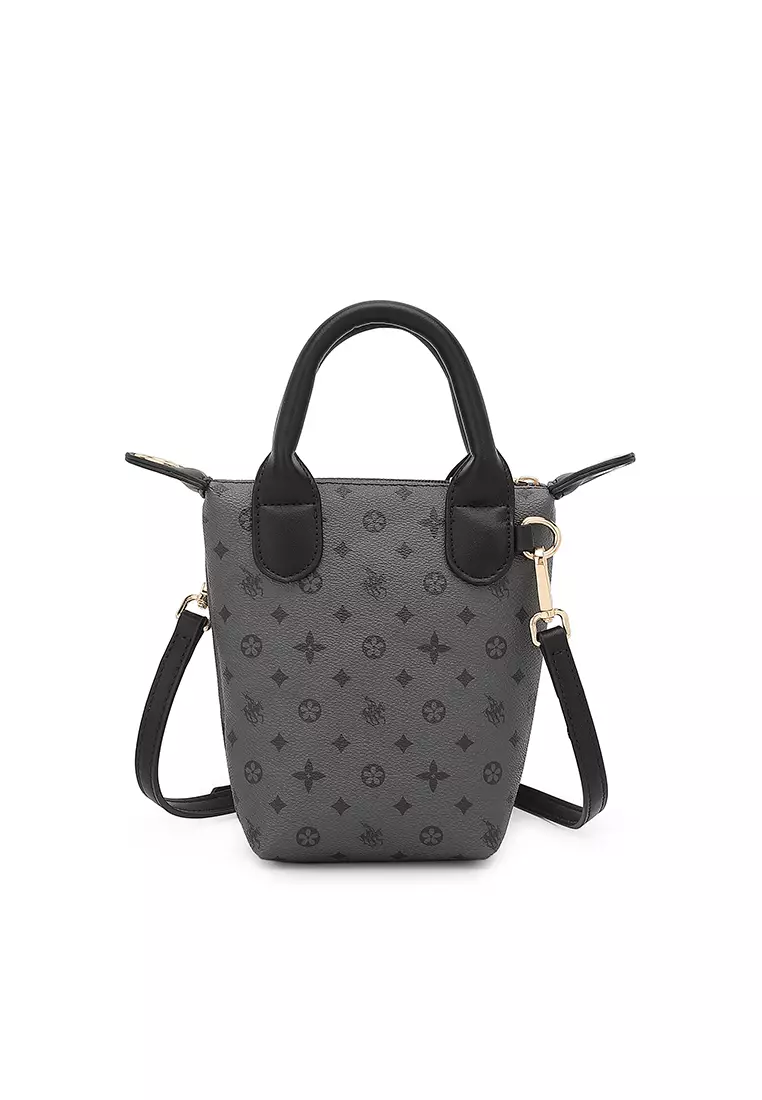 Women's Monogram Top Handle Bag / Sling Bag / Crossbody Bag - Black