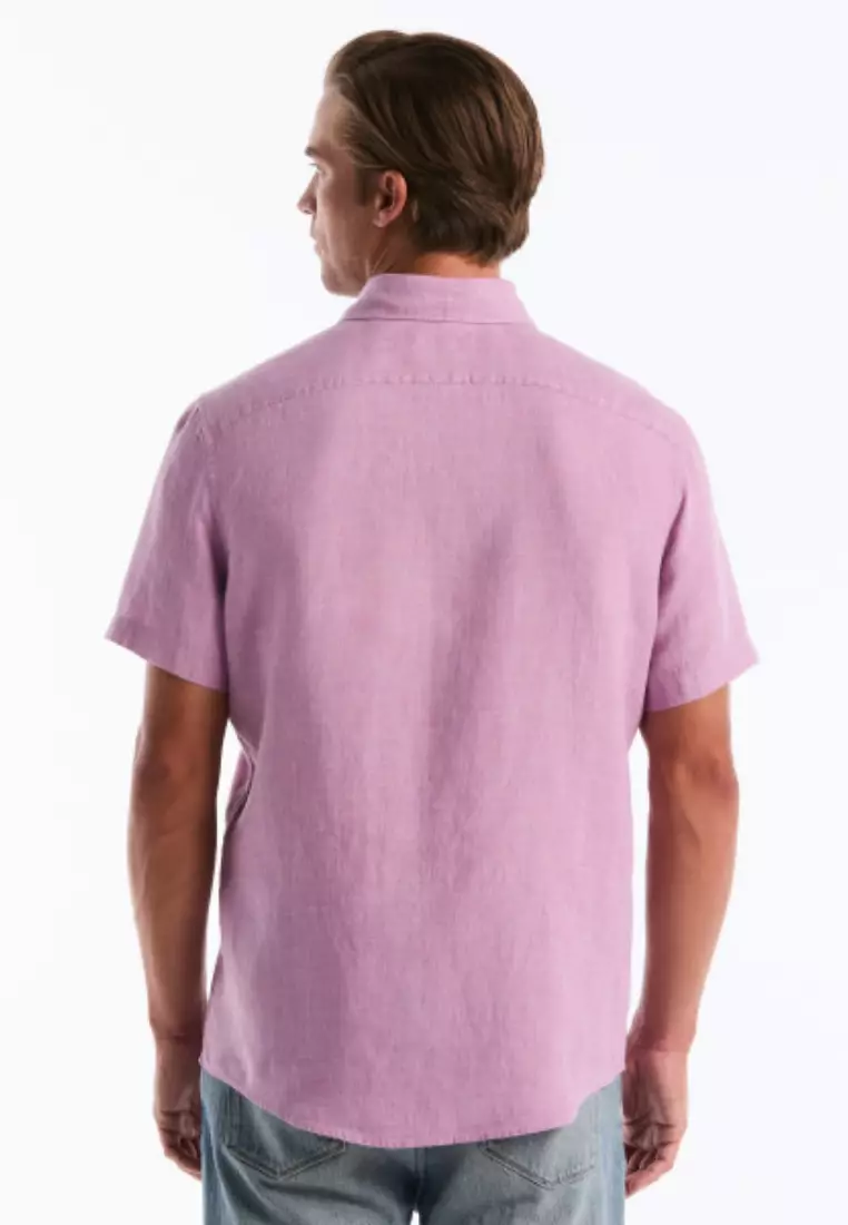 Short Sleeve Delave Linen With Pocket