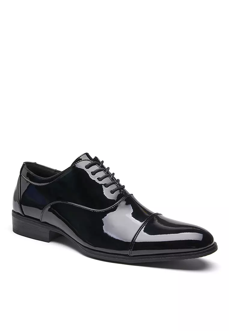 Glossy Faux Leather Cap Toe Business Shoes KB24998-122