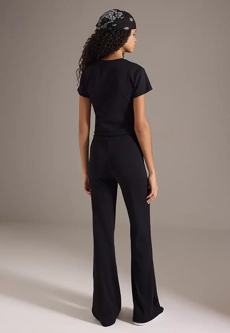 Black Fitted/Flexible Knit Upper-Lower Team TWOSS25AU00053