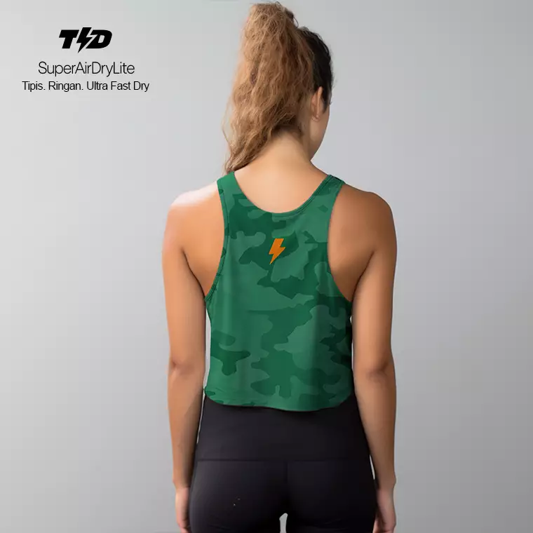 LSC64 Crop Tank Top Olahraga Camo SuperAirDry Lite Warna Hijau Fuji Green