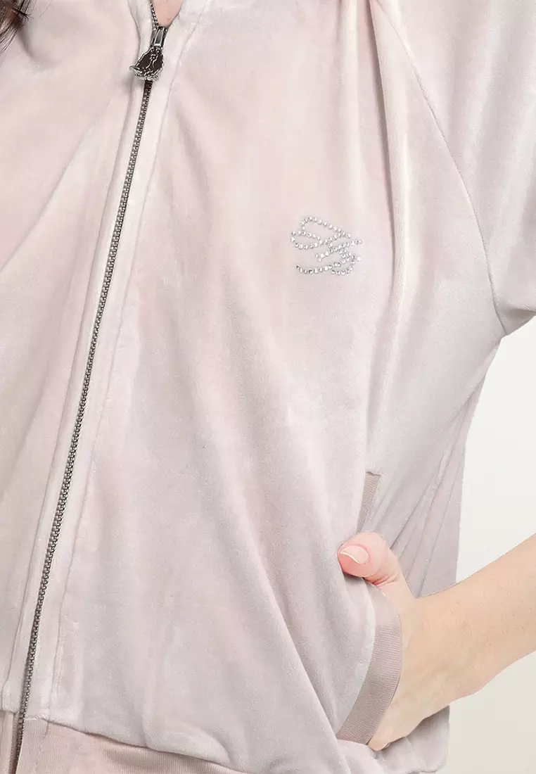 Bl Juwel Jcs Cropped Hoodie Zipped Velour Ss Sweatshirt