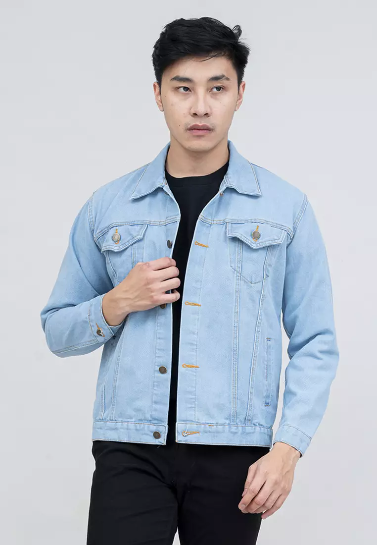 Houseofcuff jaket jeans denim biru tebal pria unisex tokyo