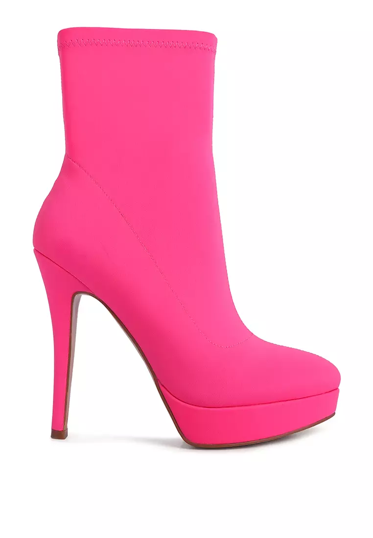 Discount on London Rag  shoes - SKU: Fuchsia High Heeled Lycra Ankle Boot