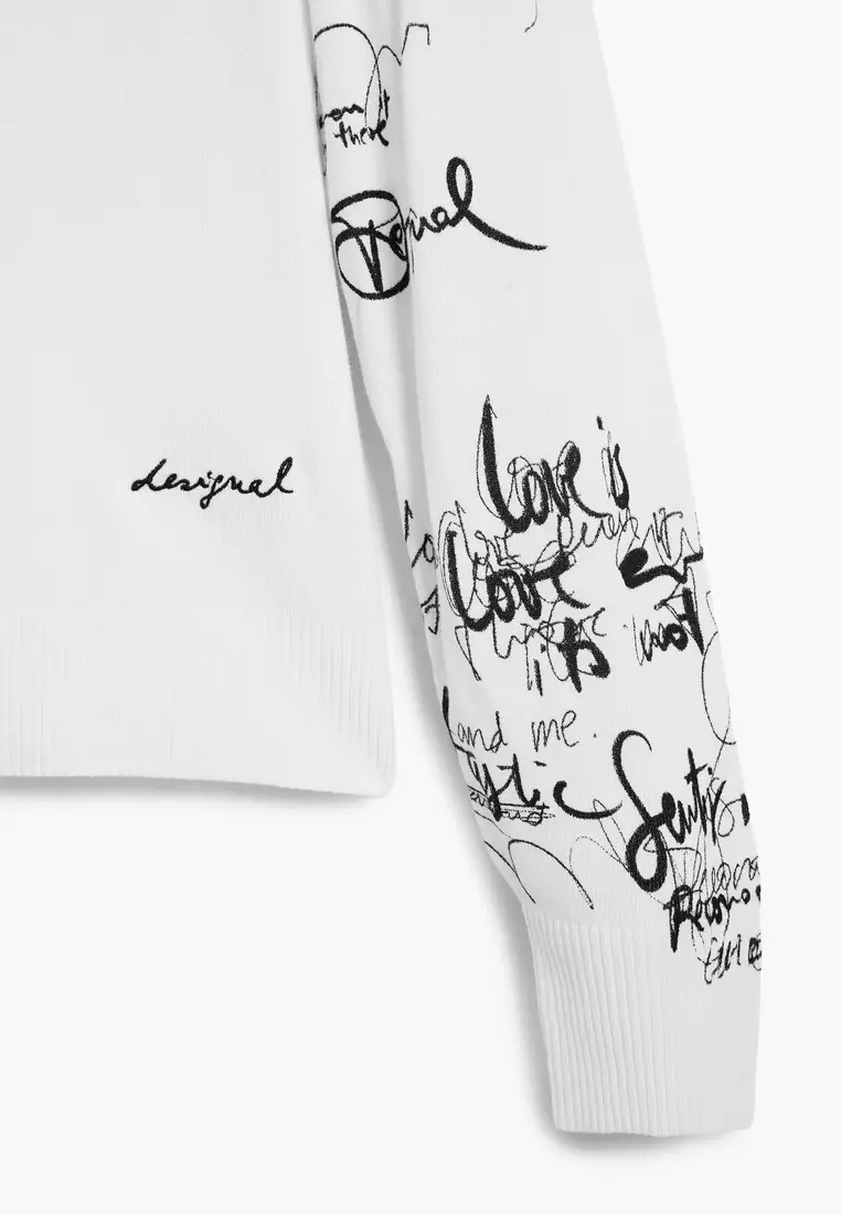 Lettering sleeve sweater