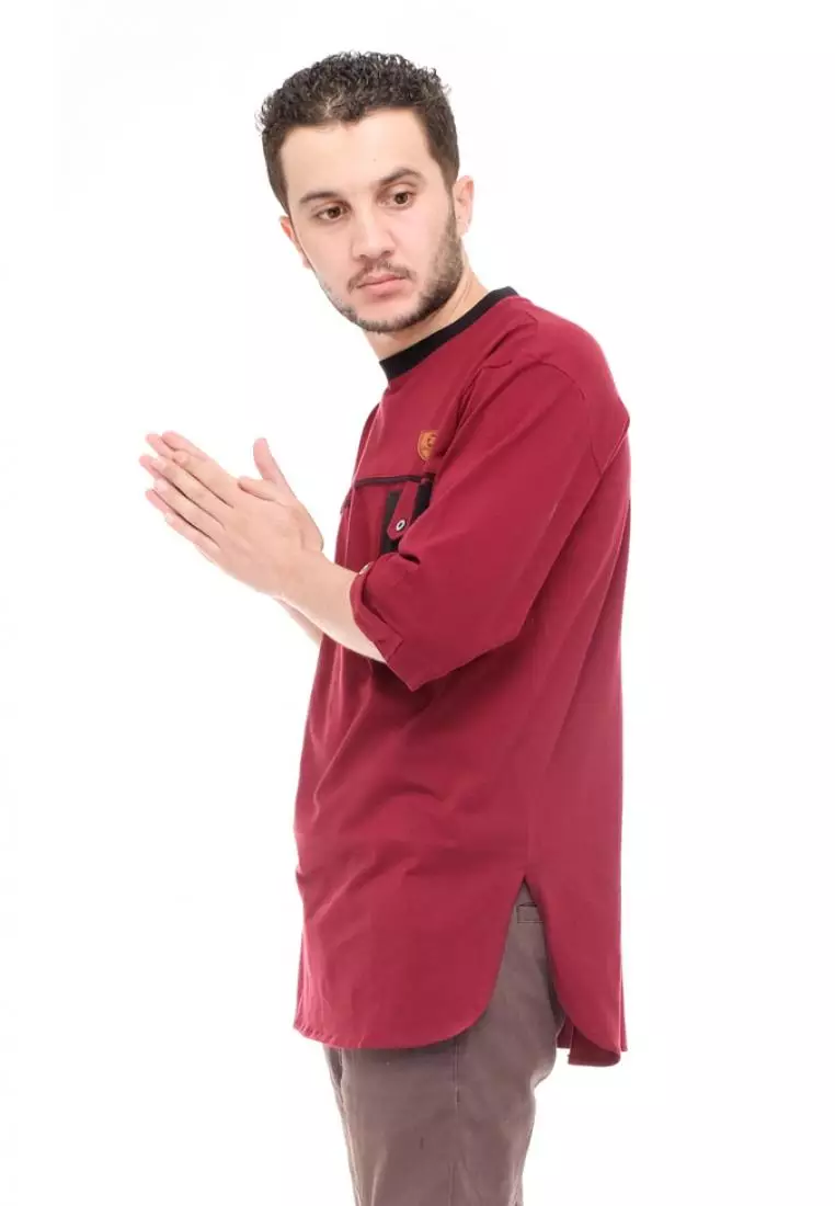Kaos Koko Gamis Muslim Pria Fauzan - Maroon