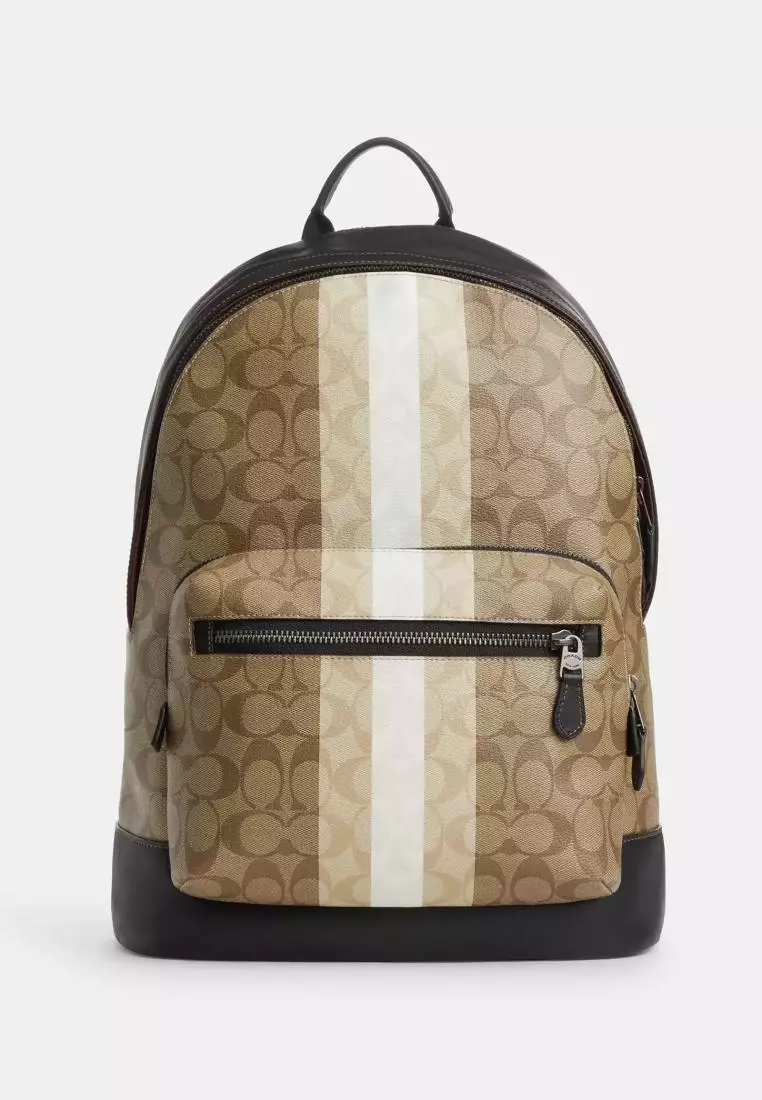 Jual Coach Coach West Backpack In Blocked Signature Canvas With Varsity