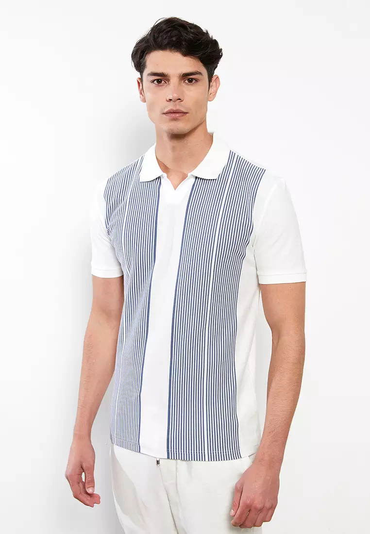 Mens striped polo shirts short sleeve clearance