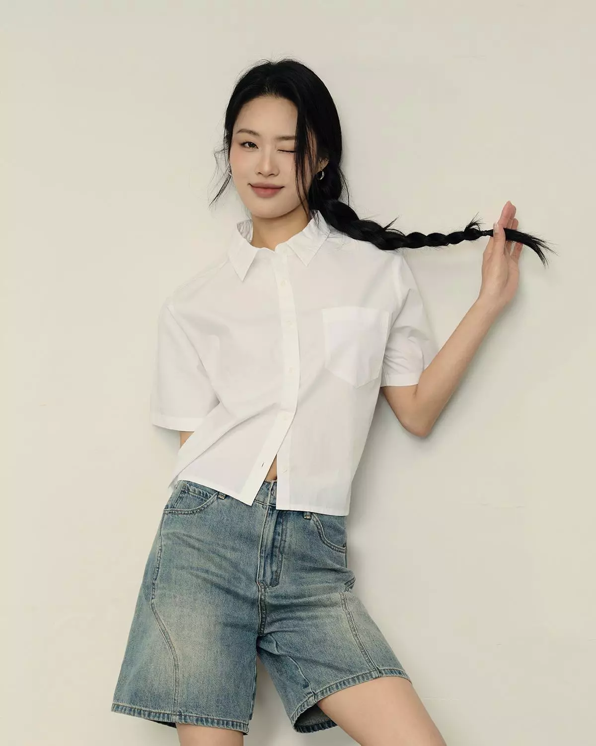 Giordano Women's (Online Exclusive) Korea  Short Sleeve Cotton Shirt 0534549602