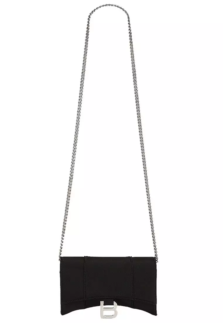 Hourglass Bb Monogram Chain Wallet in Black
