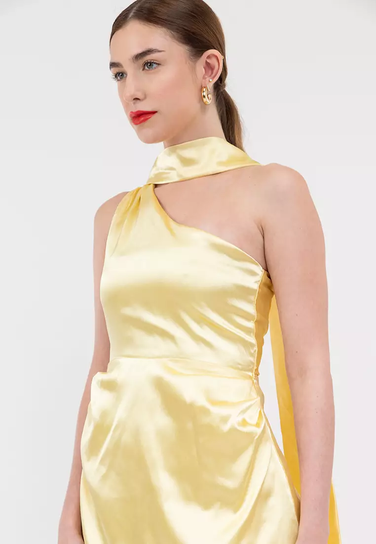 Sabina One-Shoulder Draped Mini Dress