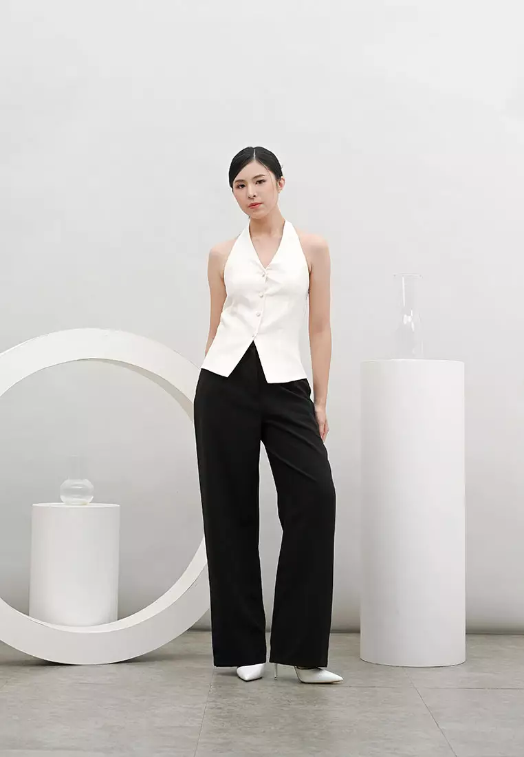 Capsule Halter Neck Top in White