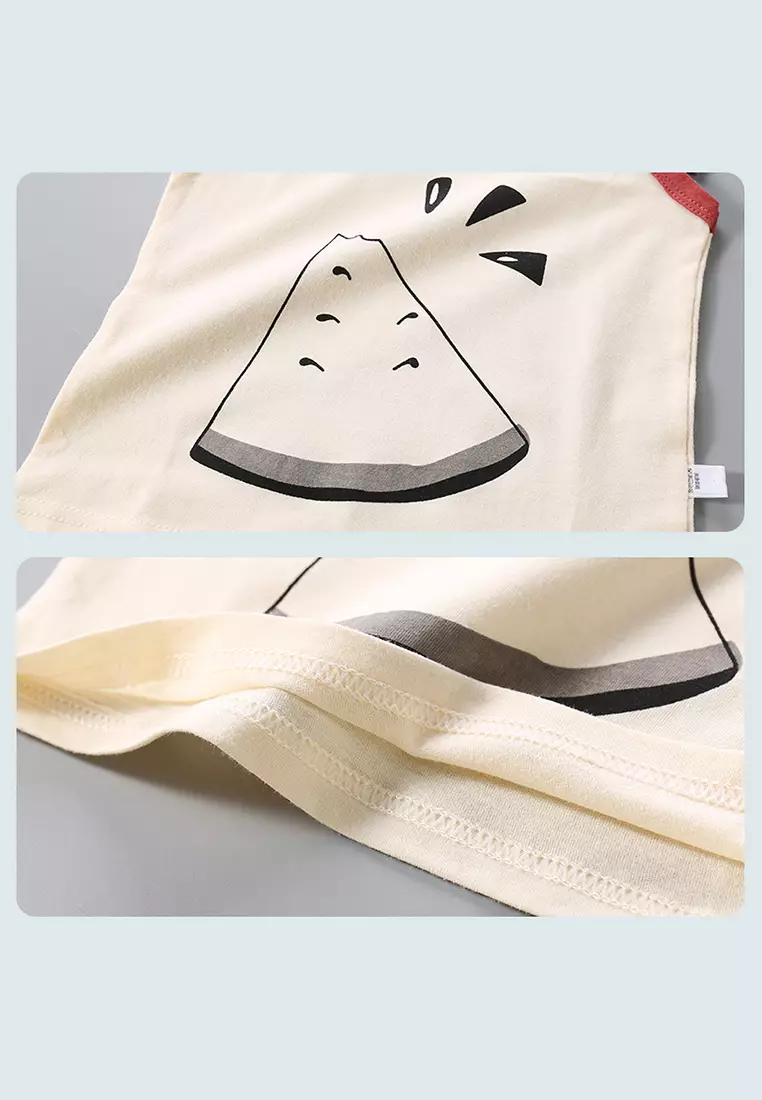 Wakakids Setelan Bayi Baju Anak Singlet Kutung Set Celana Kaos Pendek Motif Salur Abu 4421 Venrz