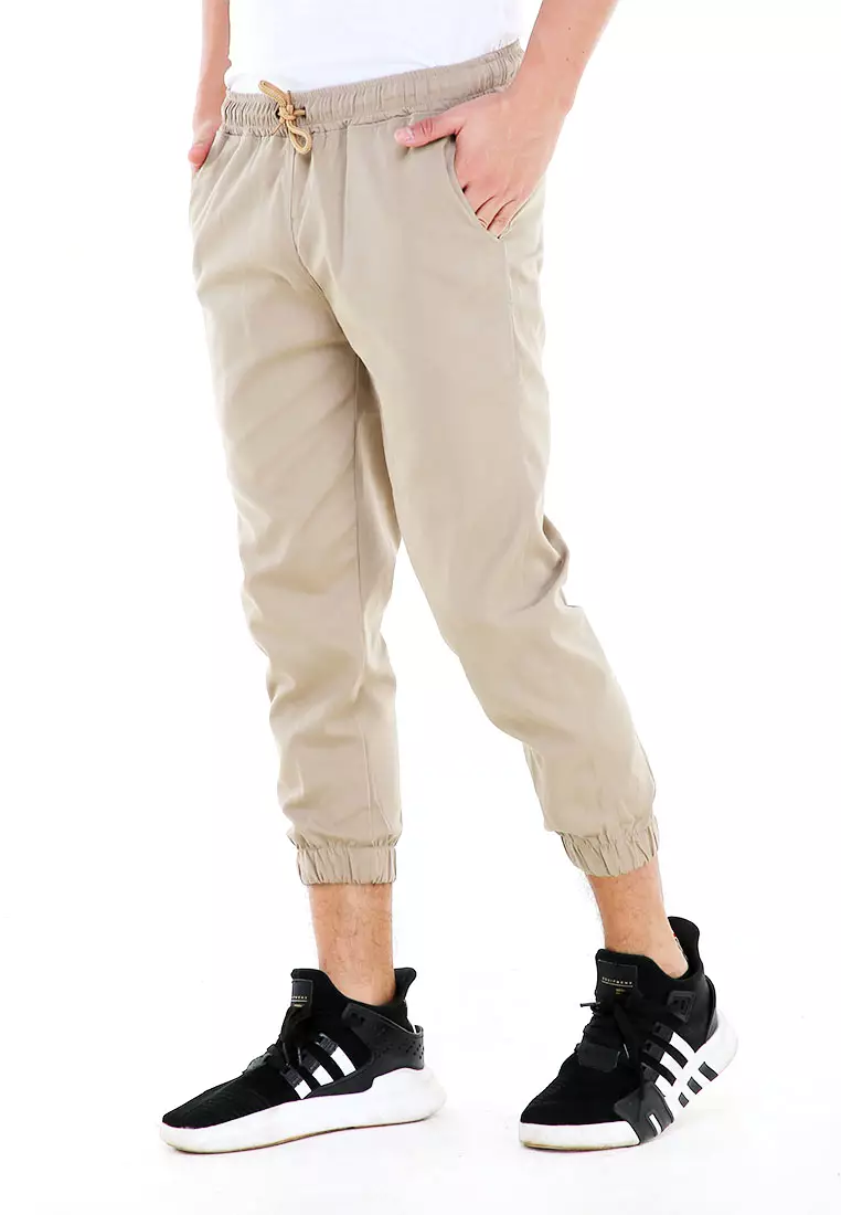 Locko Celana Panjang Sirwal Pria Simple Plain Casual Long Pants Material Baby Canvas ORIGINAL - Cream