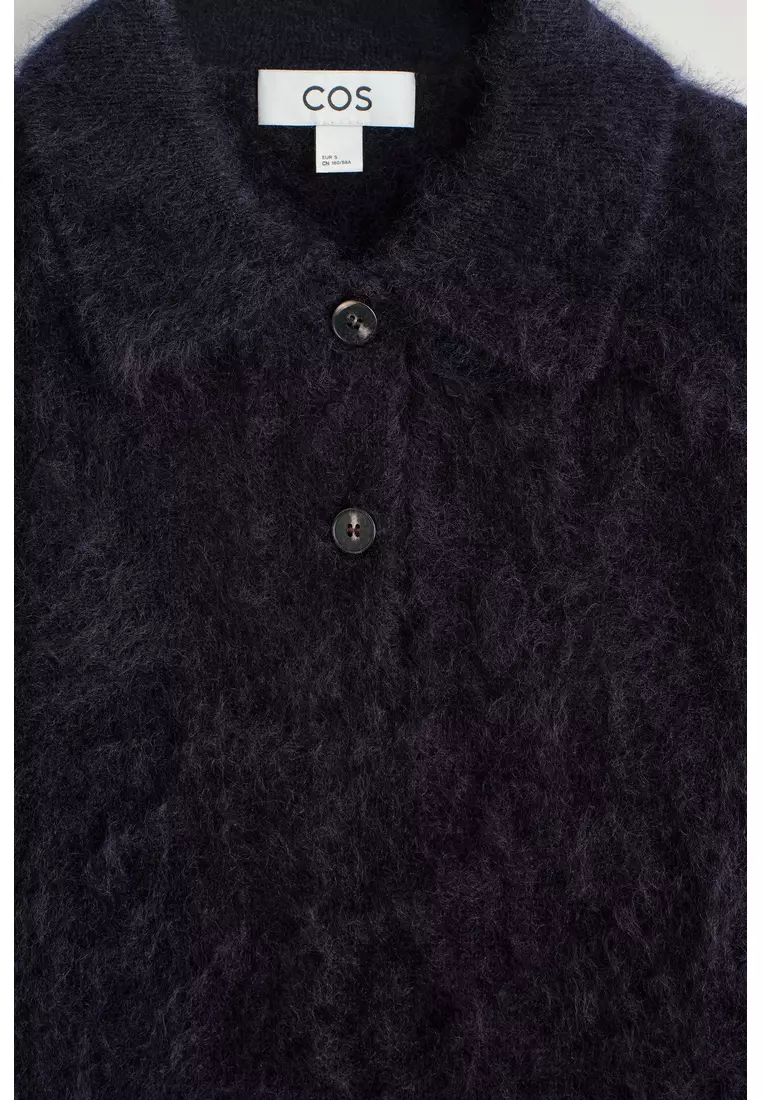 BRUSHED MERINO WOOL POLO JUMPER