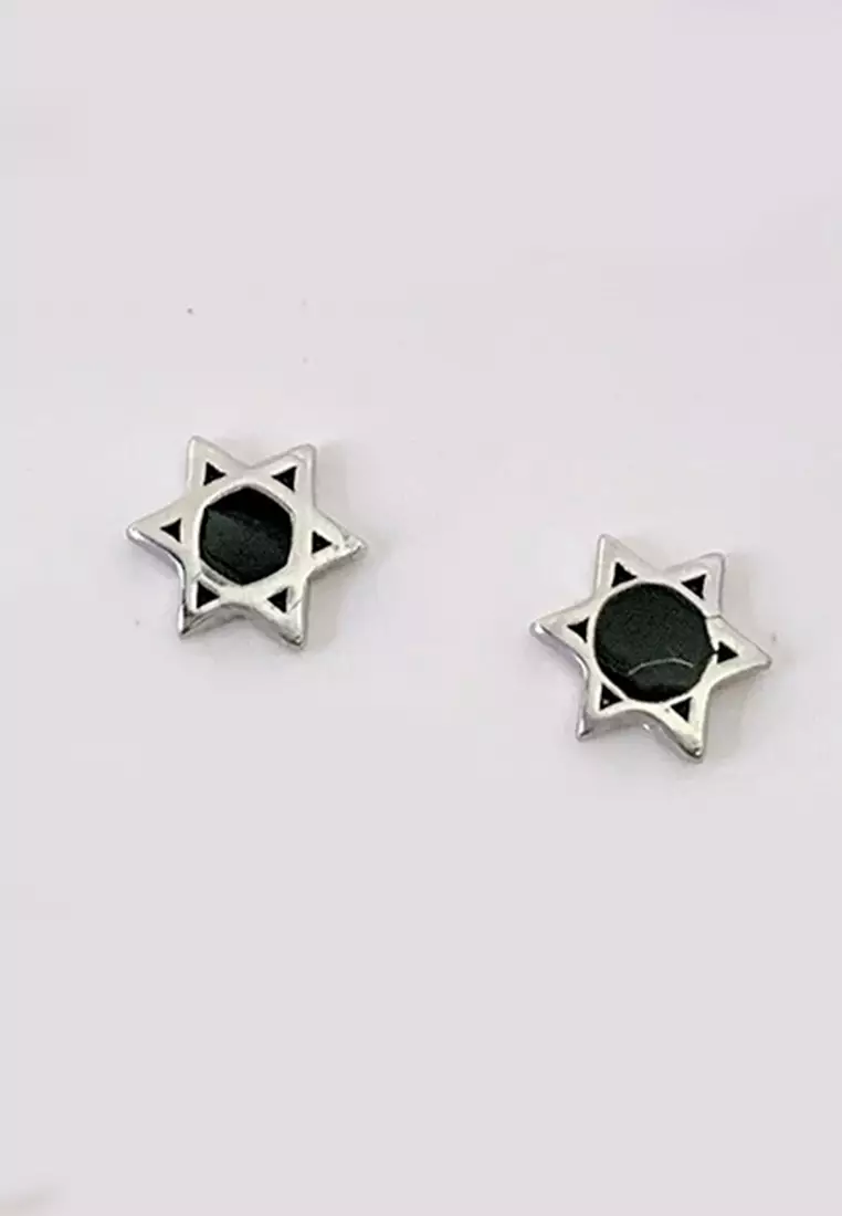 LDR6221-1 S925 Silver Hexagram Earrings