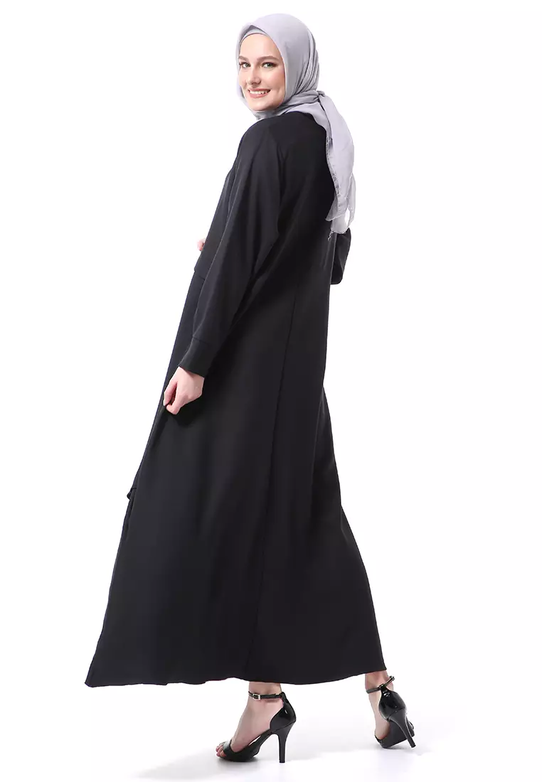 Khalista Gamis Dress Muslimah Lengan Panjang Regular Fit Premium High Quality - Hitam