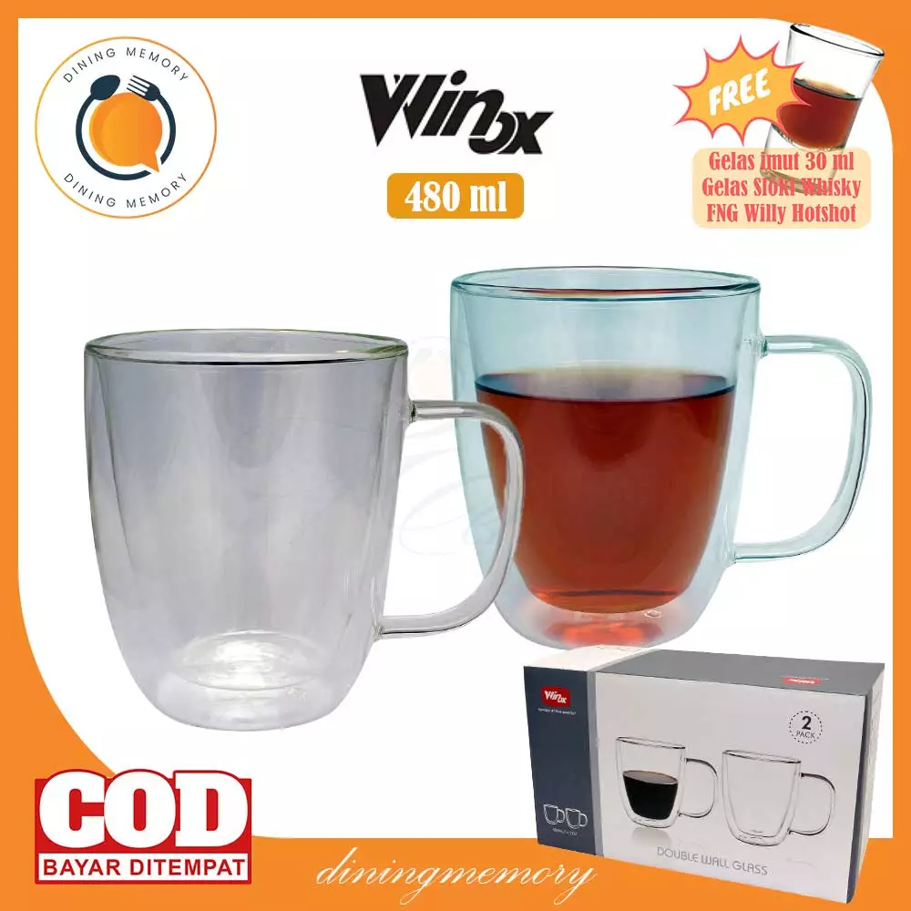 Jual Luminarc Gelas Double Wall Winox Mug Bertangkai 2 Pcsset 480ml Original 2024 Zalora 4843