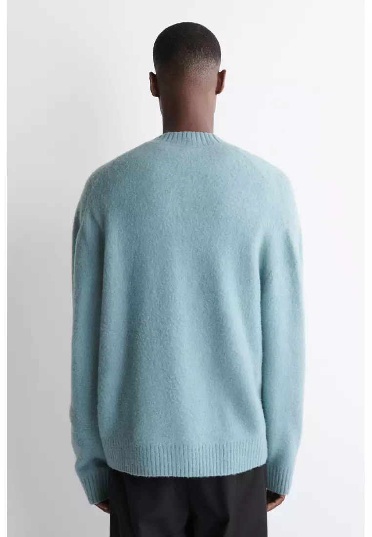 BRUSHED-WOOL V-NECK CARDIGAN