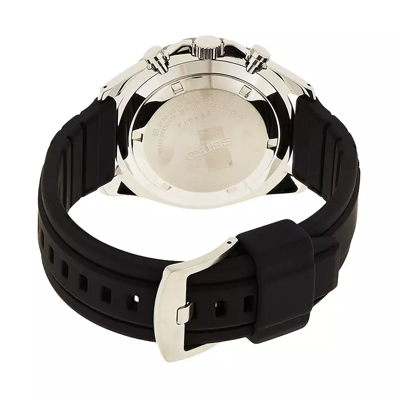 Jam Tangan Pria Seiko Chronograph SSB347P1 Neo Sport Black Dial Black Rubber Strap