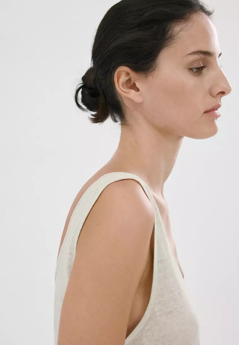 Linen Top With Scoop Neckline