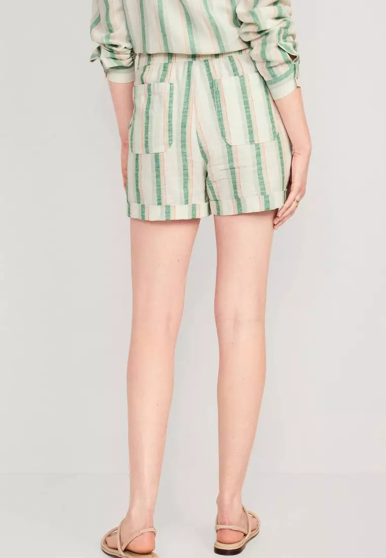 Buy Old Navy Matching High Waisted Striped Linen Blend Shorts 2024
