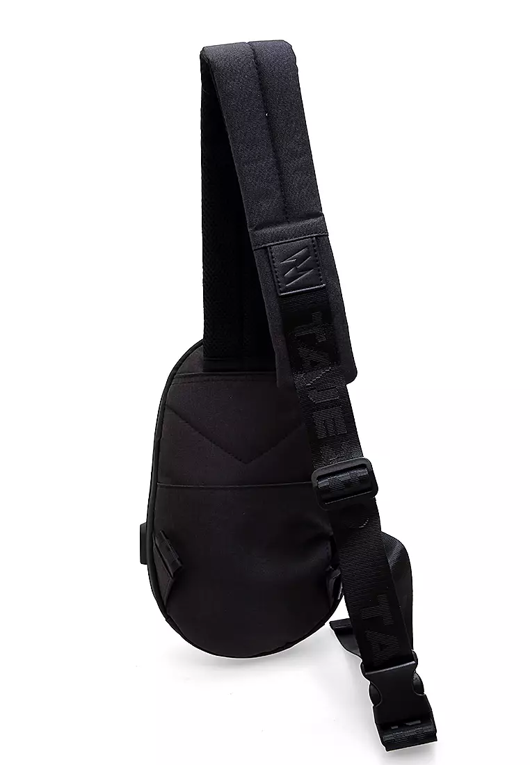 Corner Tas Selempang Sling Bag + USB Charger Unisex Anti Theft Large Compartment Material PE PVC ORIGINAL - Black