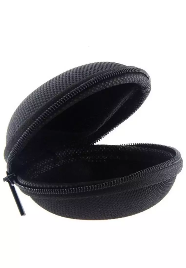 Grew Tas Earphone Case Bentuk Bulat Design Klasik Material Nylon ORIGINAL - Black
