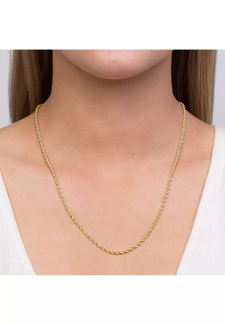 375/9K Gold Hollow Rope Chain Necklace R004 (2.40MM, 52CM)