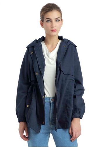 MKY Amelie Canvas Collared Parka in Navy