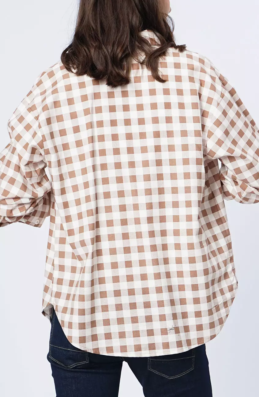 Kemeja Wanita Chary White Brown