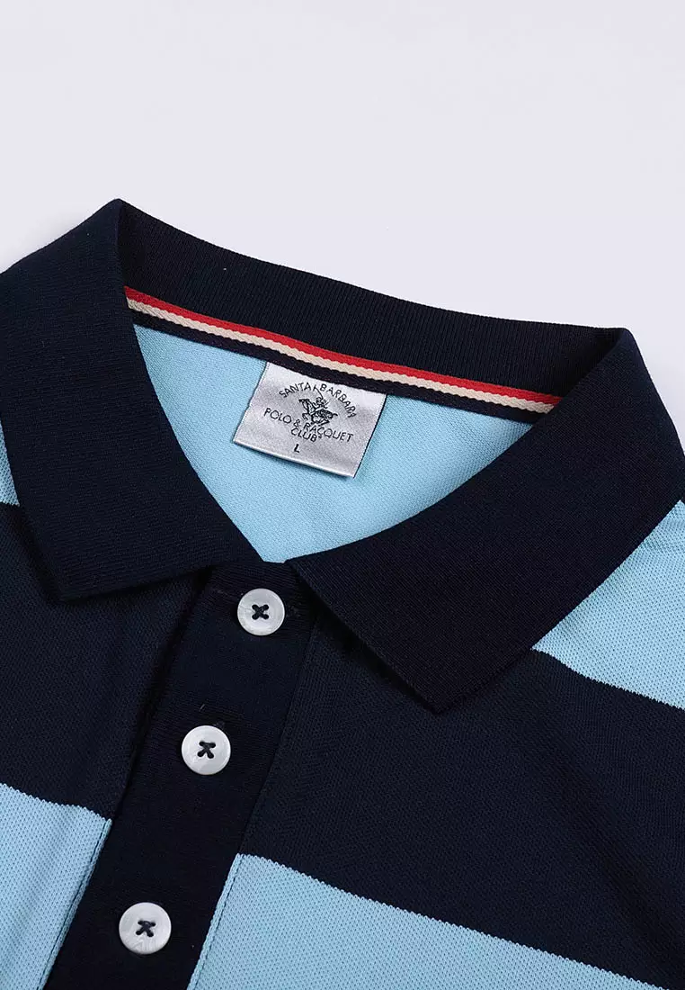 Blue striped polo discount