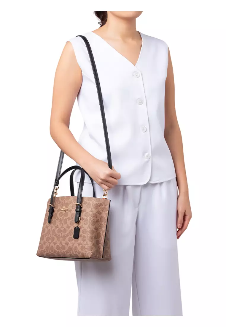 Mollie Tote 25 In Signature Canvas - Brown - Black