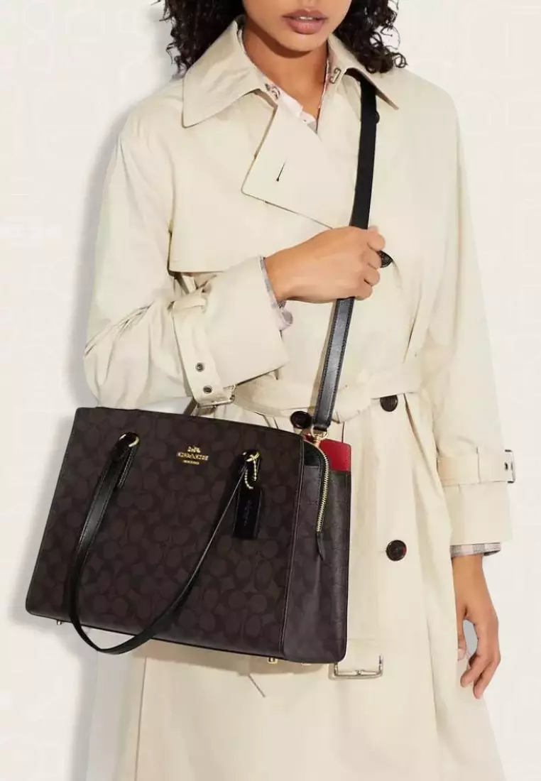 Coach Tatum Carryall In Signature Canvas Brown Black