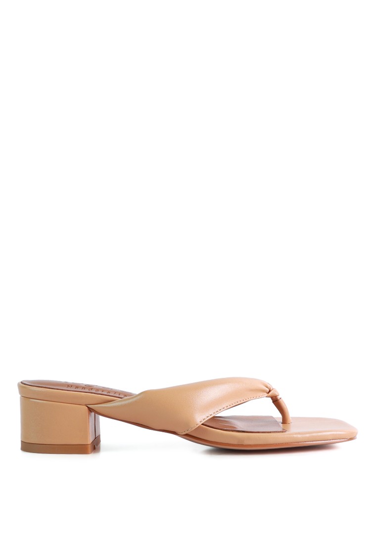 Latte low heel thong sandals