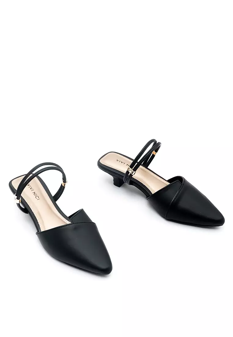VIVI NICI - Blair Sandal Mules Hak 3 Cm Black Solid