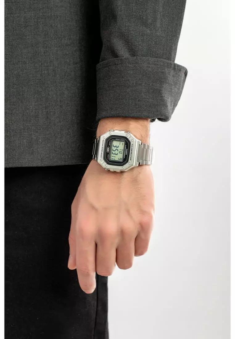 Men's Digital W-218HD-1AV Silver Stainless Steel Watch