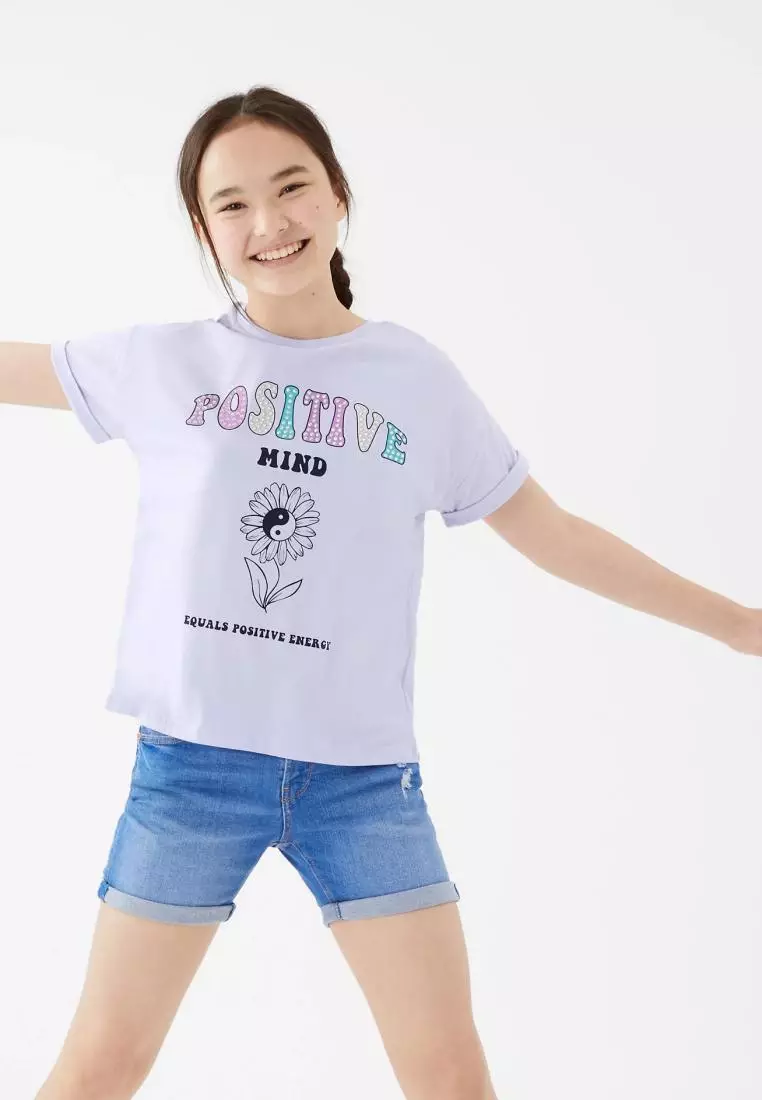 Buy MARKS SPENCER Pure Cotton Positive Mind Slogan T Shirt 2024