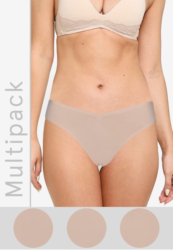 Abercrombie & Fitch beige Multipack Naked V Front Thongs AAFDFUS4D6AA6CGS_1