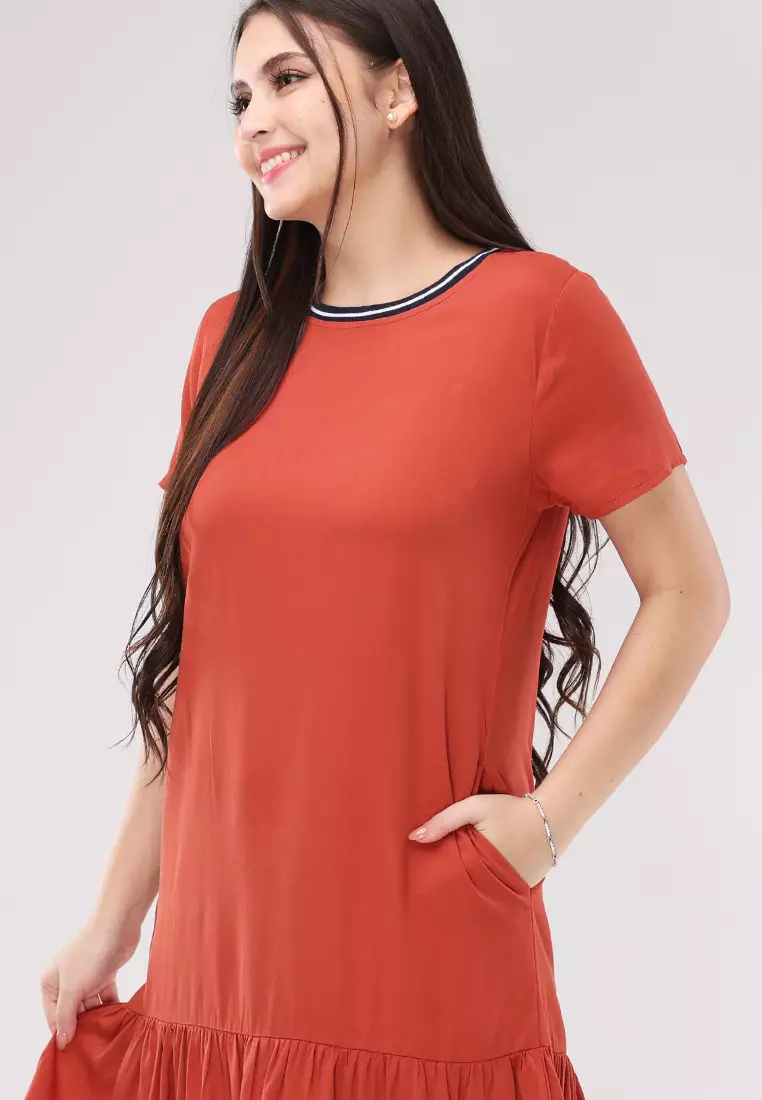 Single Twill Woven Short Sleeves Dress