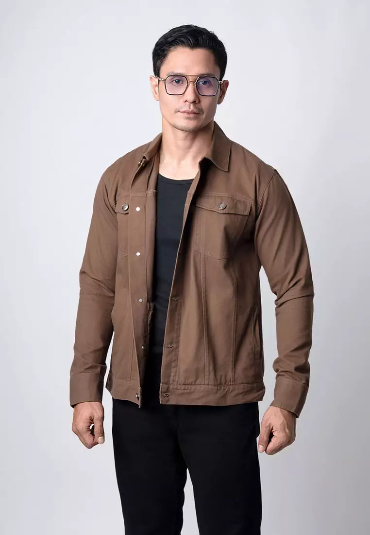 Jacket Trucker Cotton Twill Premium Dark Brown