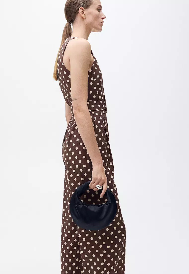 Mango Belted Linen Jumpsuit With Polka Dots 2025 | Buy Mango