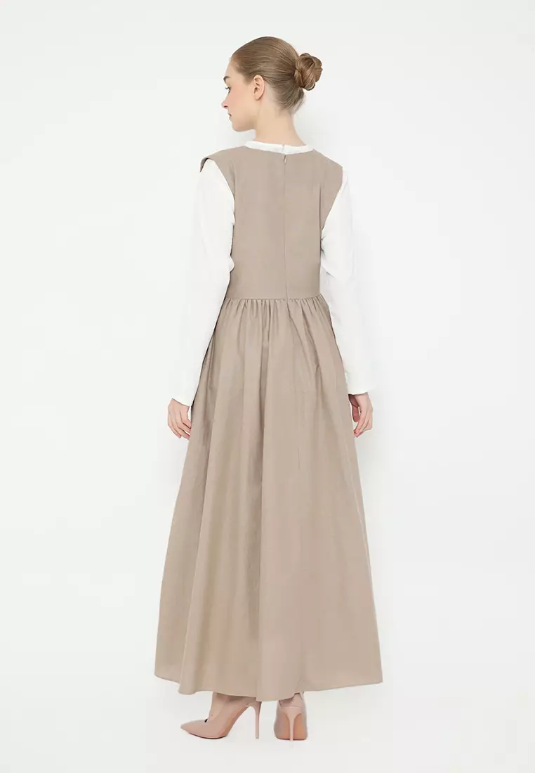 Delvira One Set Abaya Khaki