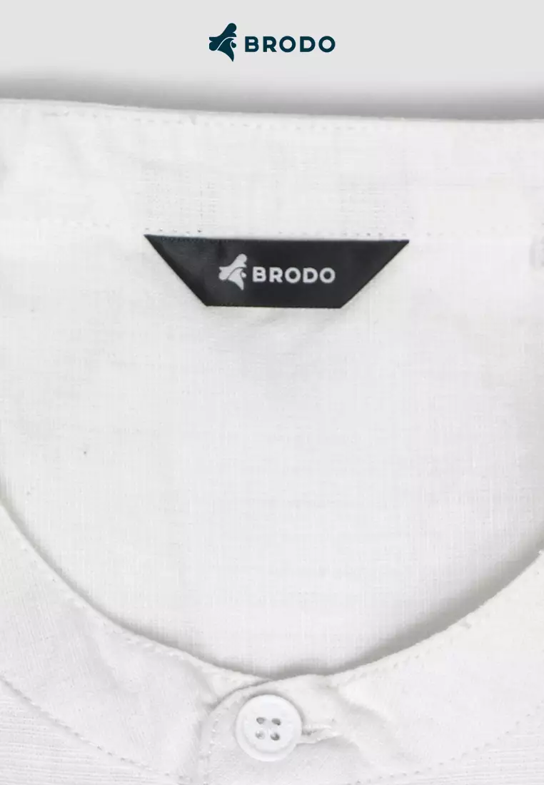 BRODO - Kemeja Pria Broshirt Halfbutton Short White