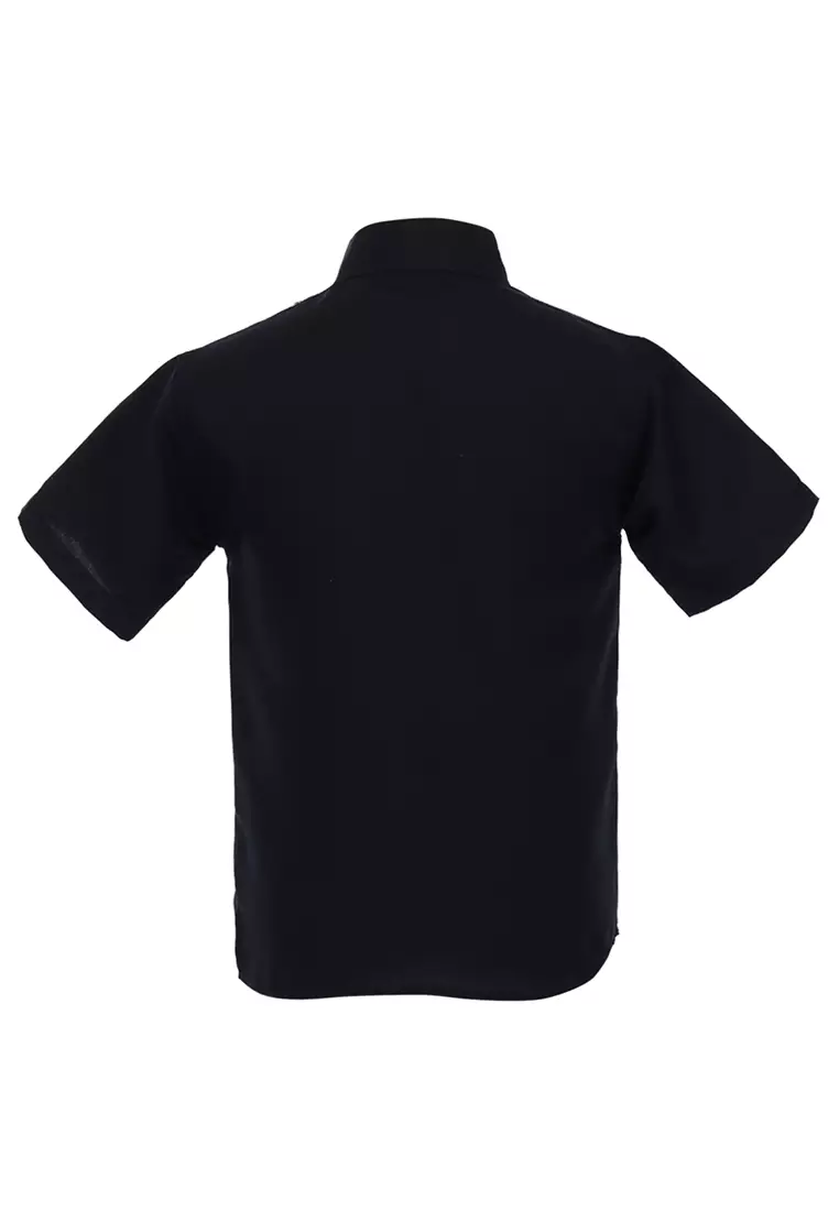 Juste Kemeja Formal Anak Laki-laki Lengan Pendek Motif Polos Kids Shirt Comportable Material Cotton ORIGINAL - Black