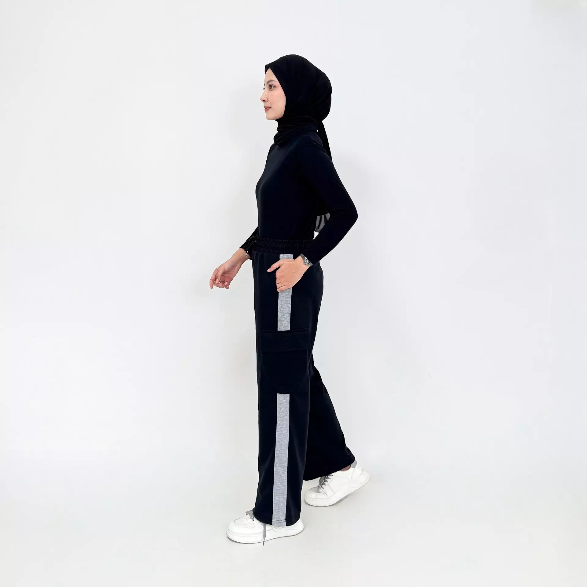 Naya Sweatpants (Celana babyterry Cargo) Hitam