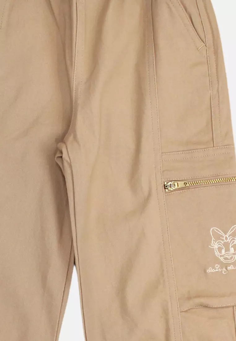 Linen Cargo/ Celana Panjang Cargo Anak Perempuan Khaky/ Daisy Be Amazing