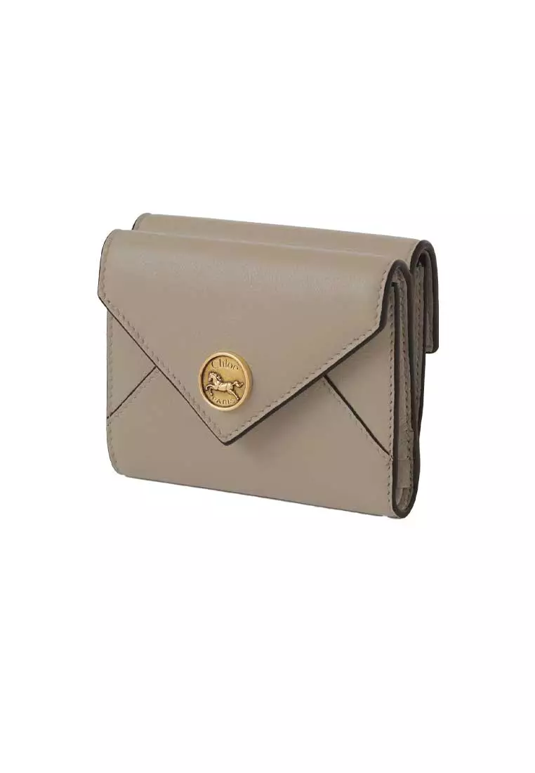 Small Envelope Trifold Wallet In Grained Leather Motty Grey CHC25SP543O93
