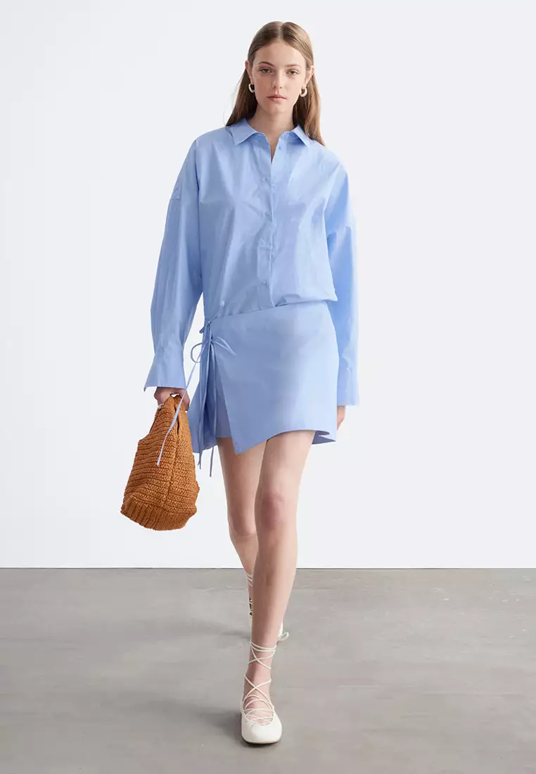 Tie-Detail Mini Shirt Dress