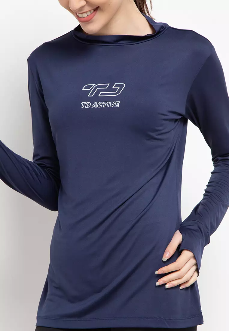 Td Active LS074 Sport Inner Outline Kaos Olahraga Wanita Navy